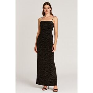 JS Boutique Black Sparkle Spaghetti Strap Long Evening Gown Dress